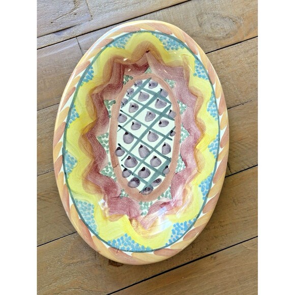 MacKenzie Childs Keukenhof 10.5'' Oval Serving Platter Hand Painted 1992 - Picture 3 of 10